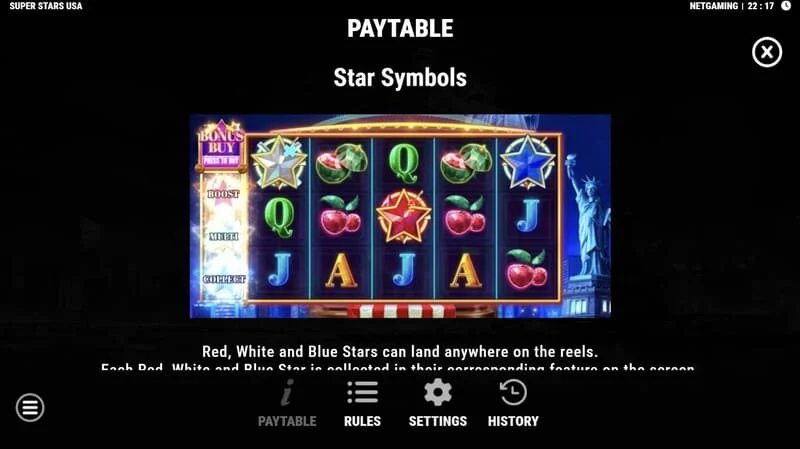 Super Stars USA – Stern-Symbole in Hold & Win